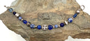 Sterling, Glass, Lapis & Porcelain Beaded Bracelet