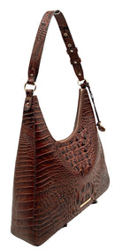 BRAHMIN Pecan Embossed Leather Shoulder Bag