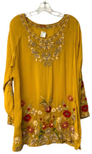 JOHNNY WAS Mustard w/Multi Floral Embroid L/S "Edith" Tunic