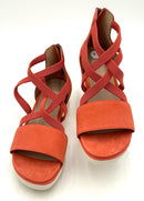 EILEEN FISHER Burnt Orange Criss Cross Straps Platform Sandal 7