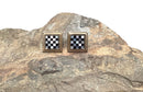14kt Gold & Mother of Pearl Checkerboard Style Inlay Earrings