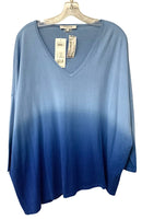 GERARD DAREL Blue Ombre V-Neck L/S Silk Blend Sweater