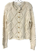 HEARTLOOM Cream Diamond Knit Goldtone Button Cardigan
