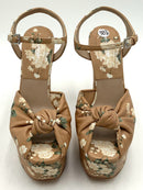 MICHAEL KORS Collection Suntan Floral Zoey Platform Sandals 38.5