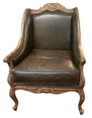 Leather Wingback Chair with Cabriole Legs