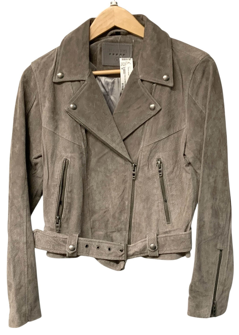 BLANKNYC Grey Lea Asym Zip Belted Moto Jacket