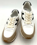 VERONICA BEARD White/Black Leather Tan Suede Sneakers 6