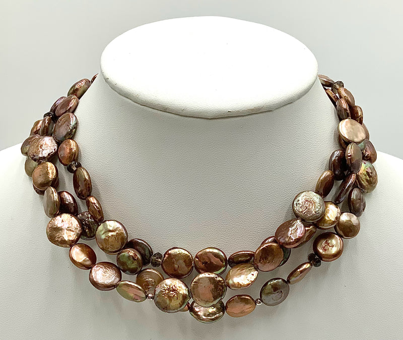 SILPADA Sterling, Coin Pearl & Smoky Quartz 3-Strand Necklace