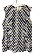 TORY BURCH White/Pink/Blue Circle Pattern S/L Top