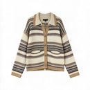 CENTRAL PARK WEST Cream/Tan/Brown Stripe L/S B/D Sweater