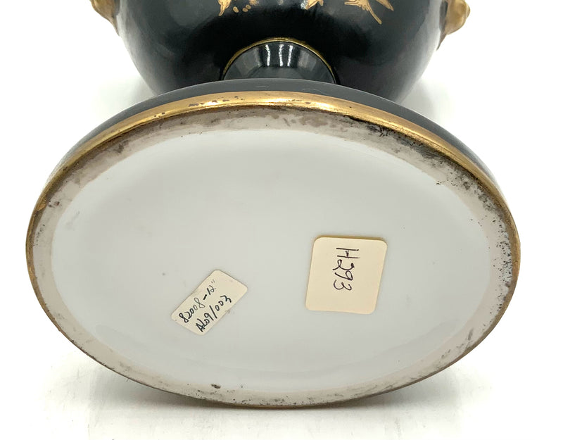 Ceramic Black Lacquer Chinoiserie Urn