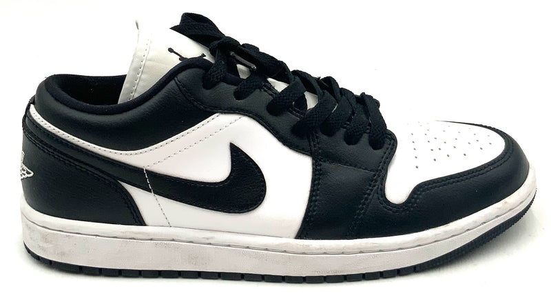 NIKE Black White Leather Air Jordan Retro Low Sneakers 9.5