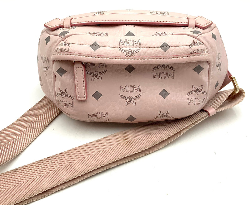 MCM Powder Pink Visetos Crossbody Waist Bag