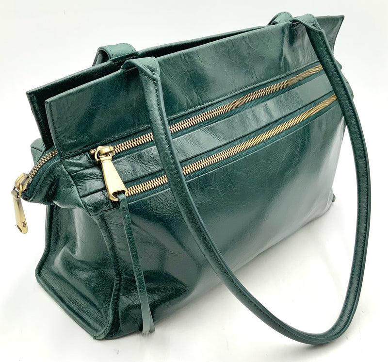 HOBO Green Leather Double Zipper Shoulder Bag