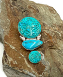 Amy K. Russell Sterling, Turquoise/Comp. Turquoise Pendant/Brooch