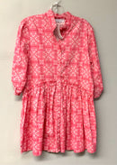 TAYLOR TILMAN Pink/White Floral Ruffle Waist Tab Sleeve B/D Dress