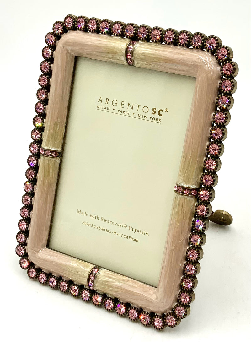 Pink Enamel Photo Frame with Swarovski Crystals