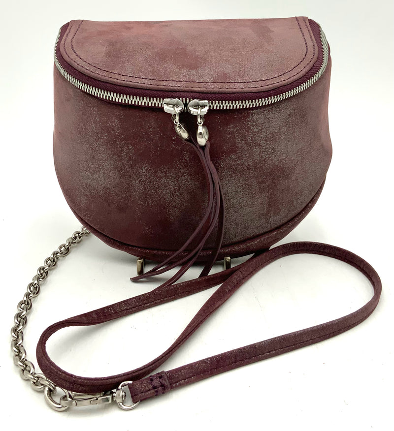 HOBO Purple Silver Leather Crossbody Bag AS IS