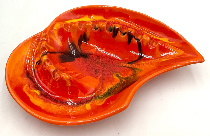 Mid Century Ceramic Ashtray with Orange Glaze