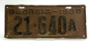 Vintage 1930 Georgia License Plate-Front