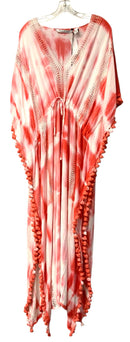 MICHAEL STARS Salmon/White Tie Dye Drawstring Waist Kaftan
