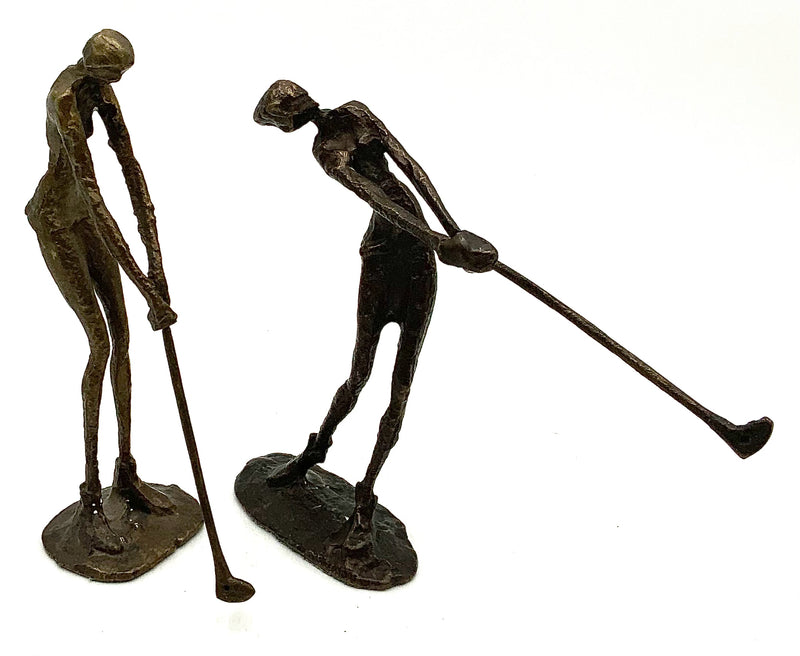 Pair of Bronze Golfer Sculptures