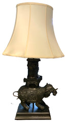19th Century Bronze Incense Altar Elephant Lamp