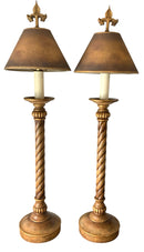 Pair of Gold Twist Column Buffet Lamps