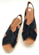TONI PONS Black Canvas Espadrille Sling Back Sandal 41