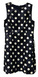 VINCE CAMUTO Navy Silver Polka Dot S/L A Line Dress