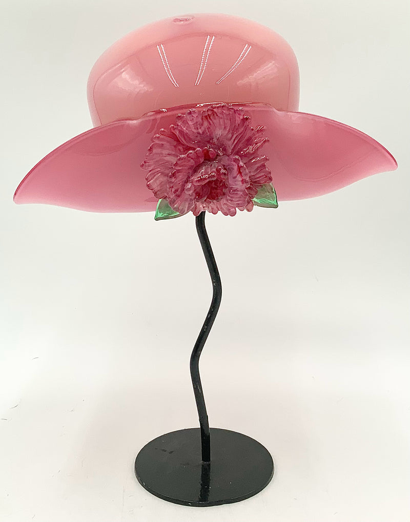 Handblown Art Glass Hat on Stand