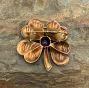 Tiffany & Co. 14kt Gold & Amethyst 4-Leaf Clover Brooch