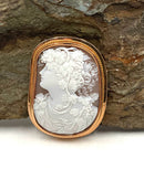Antique (Pre-1917) Italian Cameo Brooch w/14kt Gold Russian Frame