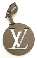 LOUIS VUITTON Taupe Leather Lasercut LV Logo Bag Charm