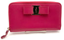 FERRAGAMO Pink Leather Vara Bow Continental Wallet