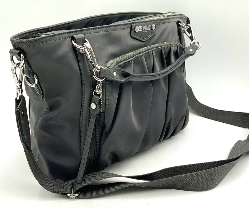 MZ WALLACE Charcoal Nylon Double Handle Nikki Bedford Satchel