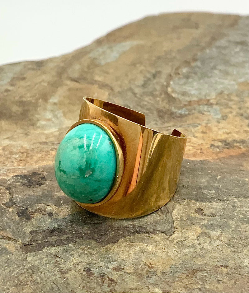 14kt Gold & Turquoise Adjustable Ring (AS IS)