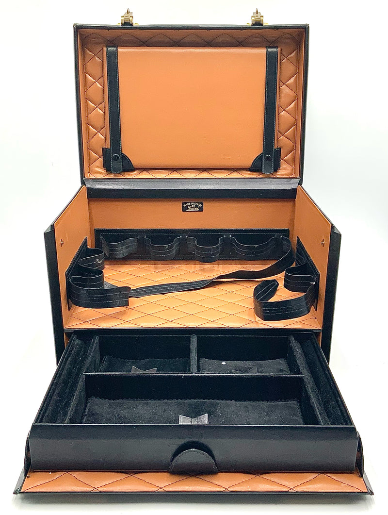 GUCCI Vintage Black Leather Vanity Train Case