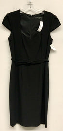 DAVID MEISTER Black Belted Cap Slv Sheath Dress