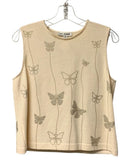 ST JOHN Cream w/Two Tone Metallic Butterfly Embell L/S Zip Sweater & Shell 2 PC