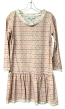 BROOKE WRIGHT Pink/Aqua/Natural Geometric Print Drop Waist Dress