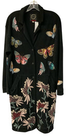 JOHNNY WAS Biya Black Sequined Butterfly & Floral Duster