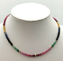 14kt Gold, Ruby, Emerald & Sapphire Beaded Necklace