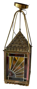 Vintage Stained Glass Electrified Lantern