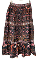 AZURE AND INDIGO Charcoal/Mauve/Brick Floral Tiered Skirt