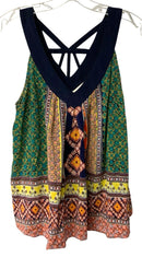 MAEVE Orange/Green/Navy Multi Floral S/L Silk Top