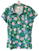 LILLY PULITZER Green/Pink/Navy Floral 1/4 B/D S/S Top
