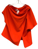 HALSTON Red "Avah"  Shoulder Twist Crepe Top