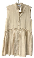 TAYLOR TILMAN Khaki/Tan Stripe Ruffle Detail S/L B/D Dress