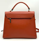 FREDERIC PARIS Burnt Orange Grained Leather Top Handle Satchel